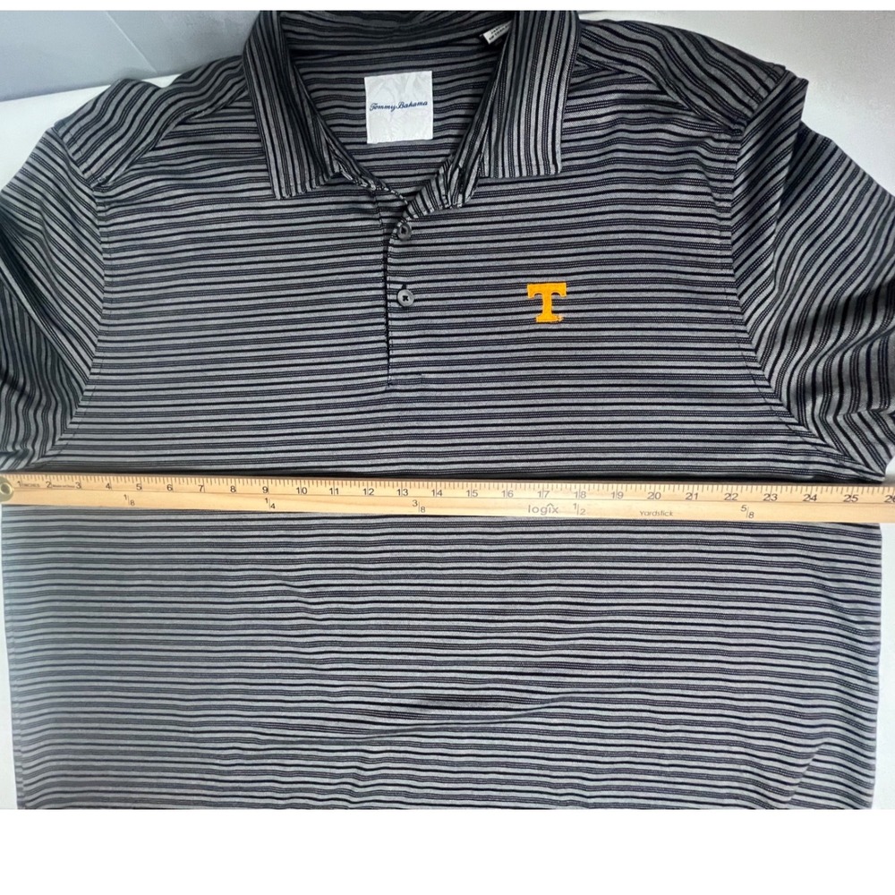 Tommy Bahama Tennessee Volunteers Polo Shirt Mens XXL Gray Striped Pima Cotton - Picture 6 of 8